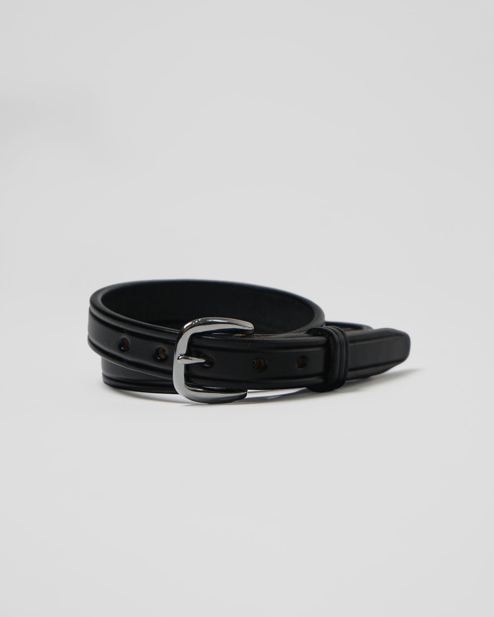 3/4” Creased Leather Belt / Silver Buckle