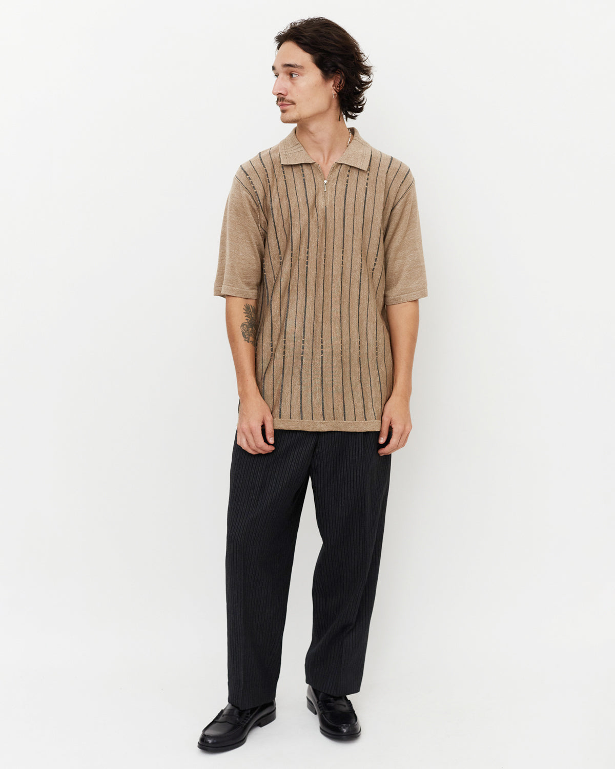 Pullover Zip Polo / Beige