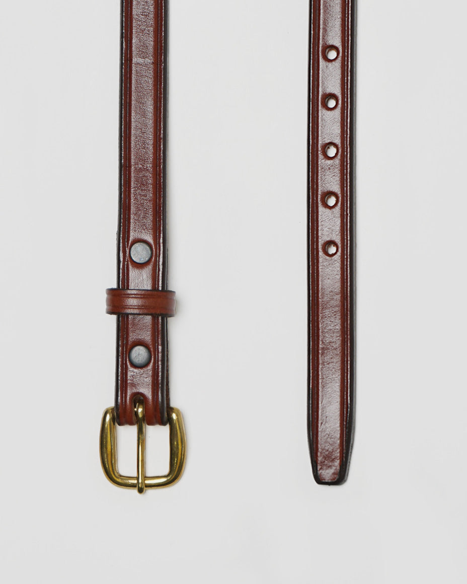 3/4” Creased Leather Belt / Gold Buckle