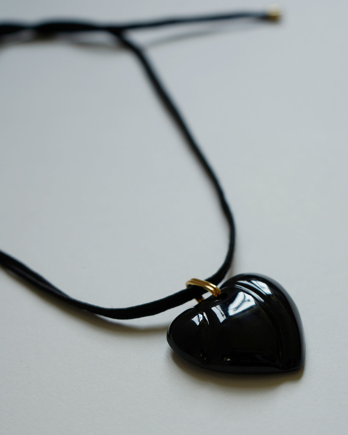 Chrystal Glass Black Heart Necklace