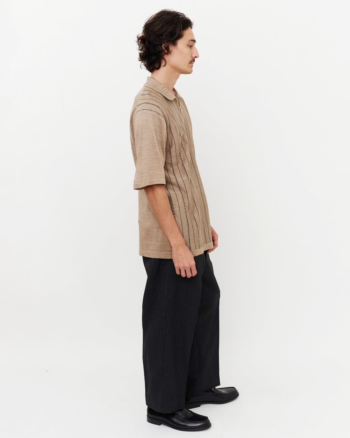Pullover Zip Polo / Beige