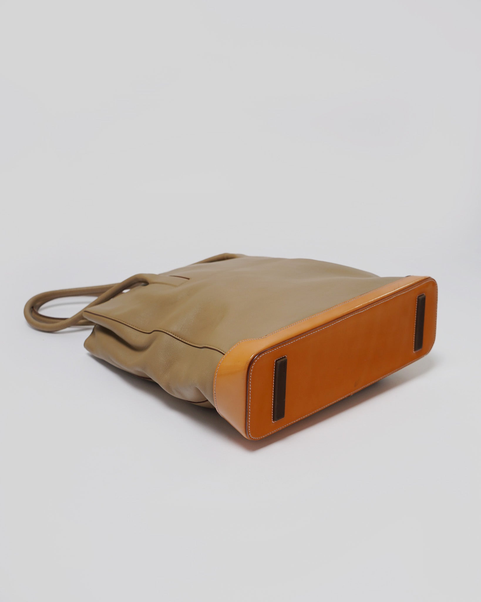 Prada - Enamel x Leather Two-tone Bag