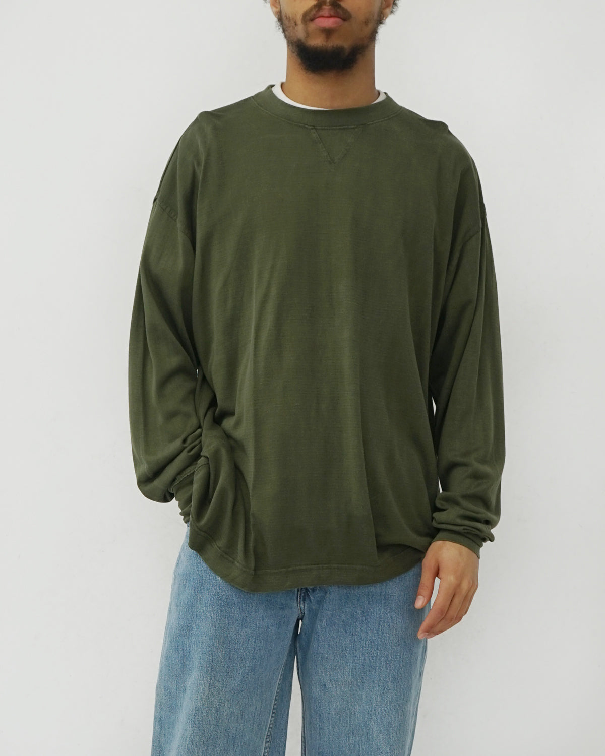 Silk Front V Tee L/S