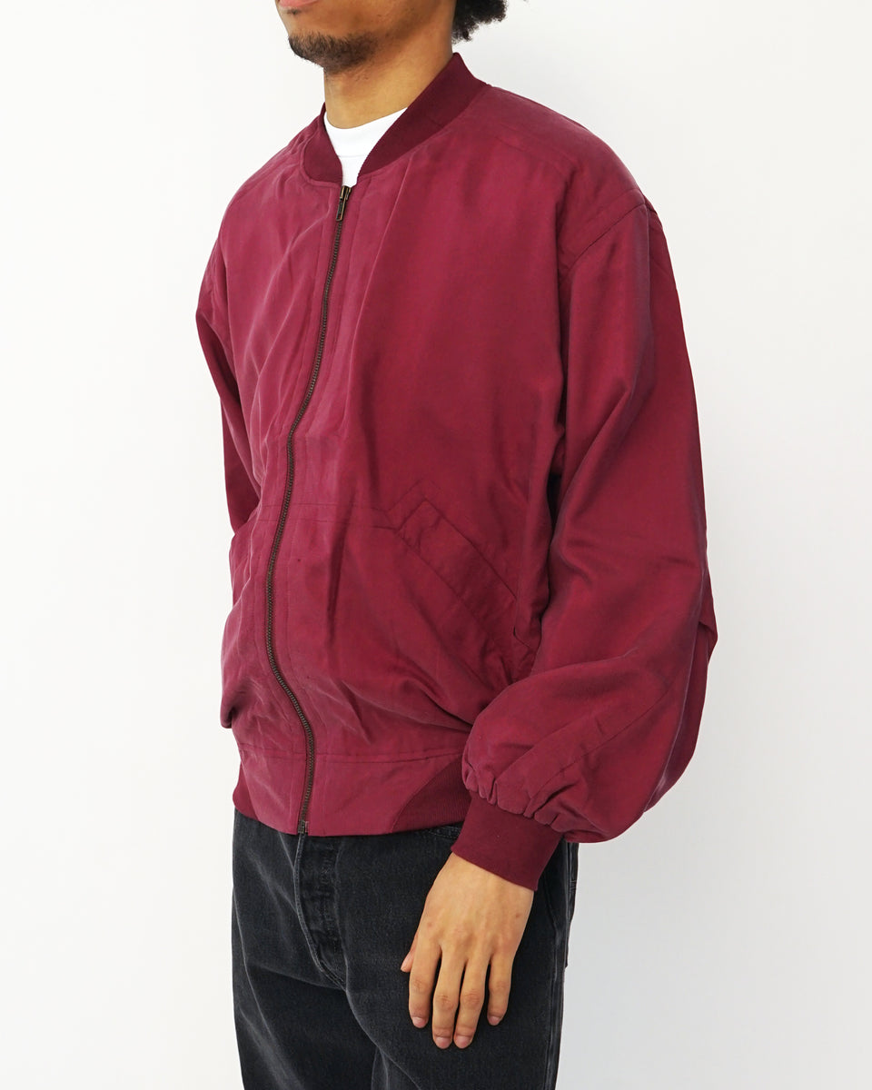 Silk Bomber Jacket / Burgundy – Front General Store