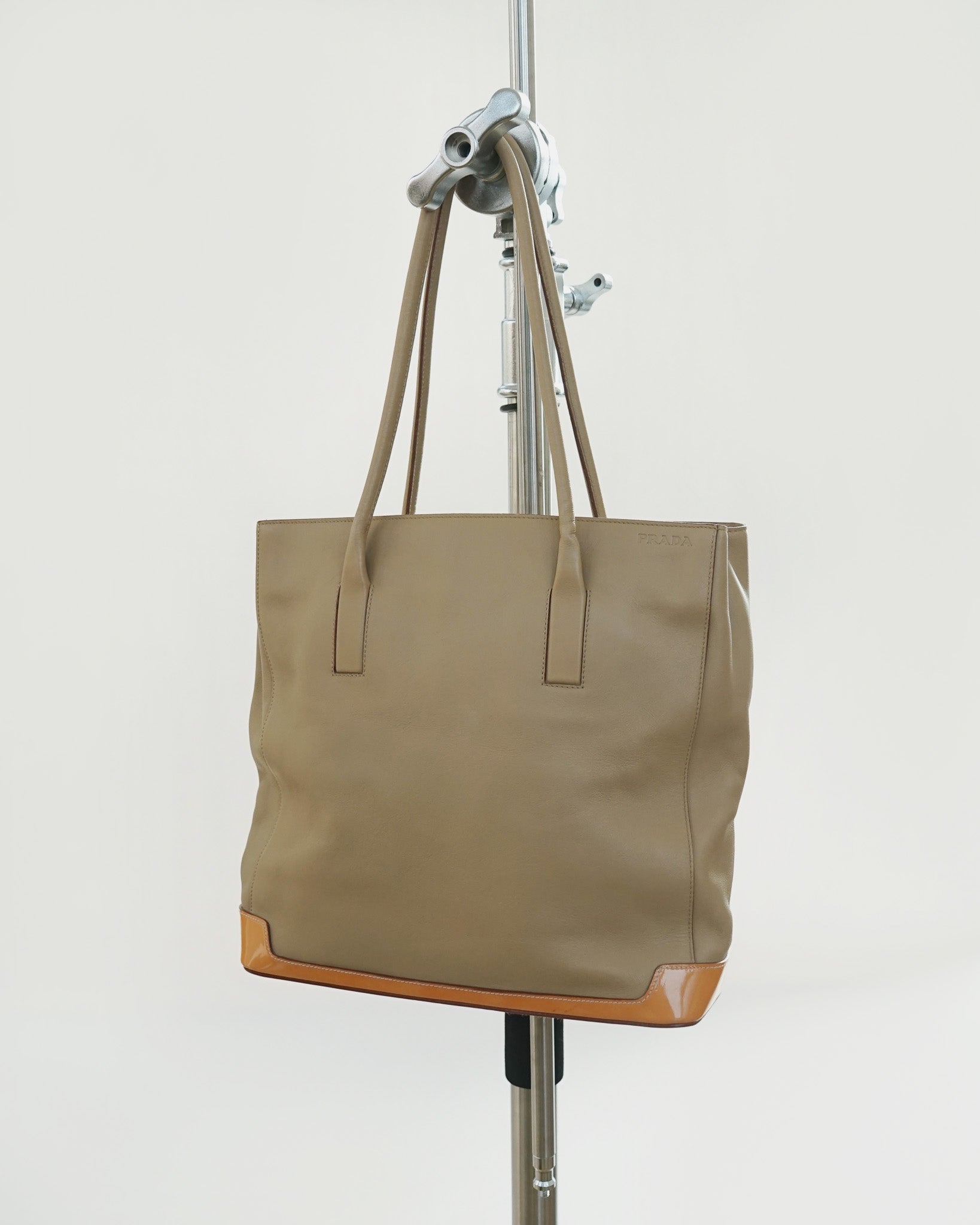 Prada - Enamel x Leather Two-tone Bag