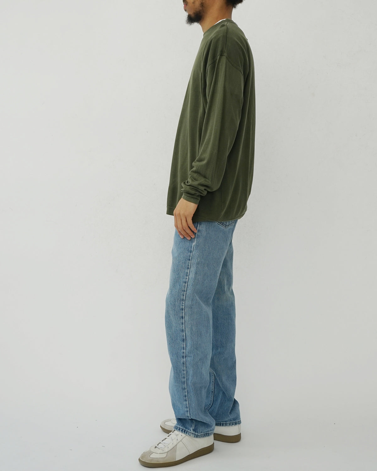 Silk Front V Tee L/S