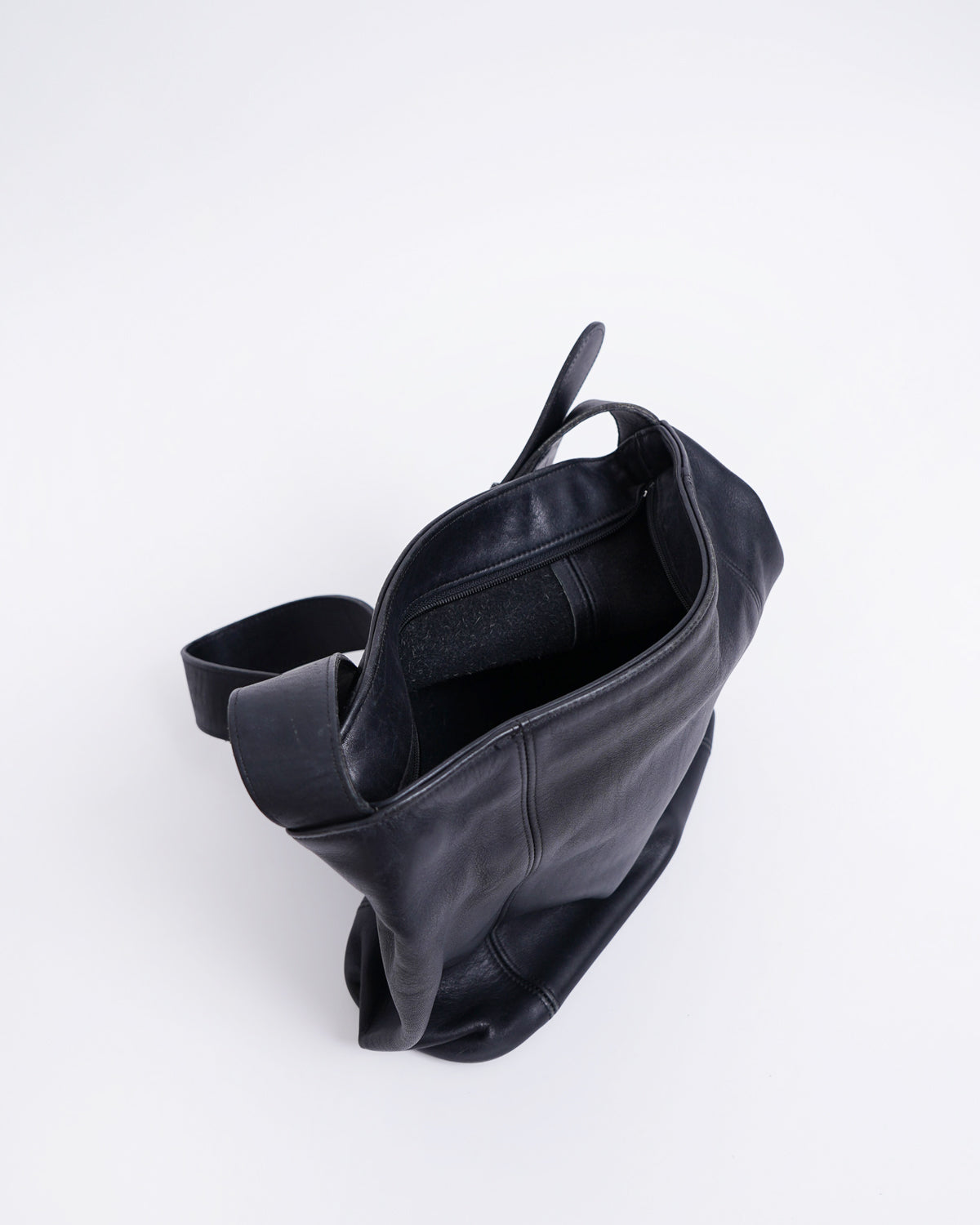 Black Leather One Shoulder Bag