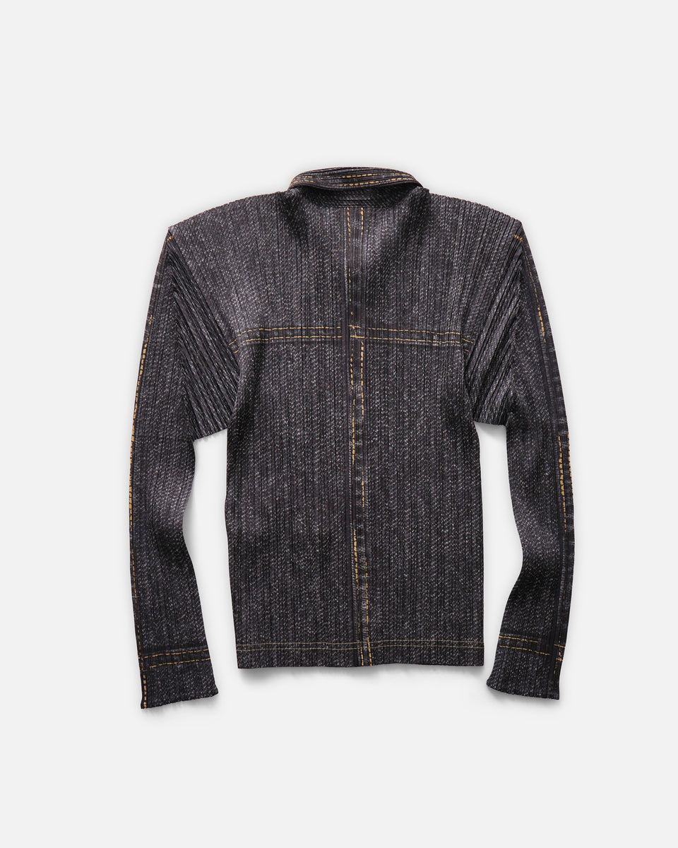 【数回着用】PLEATS PLEASE コットンデニムシャツ　M Pleats Please Denim Transcription Shirt – Front General Store