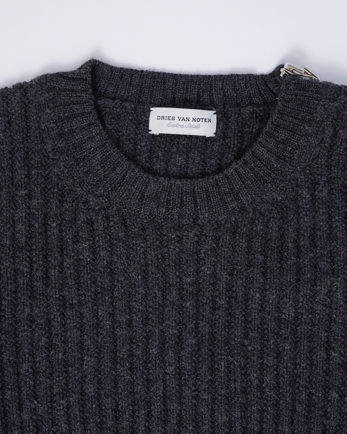 Zip Shoulder Rib Knitted Sweater