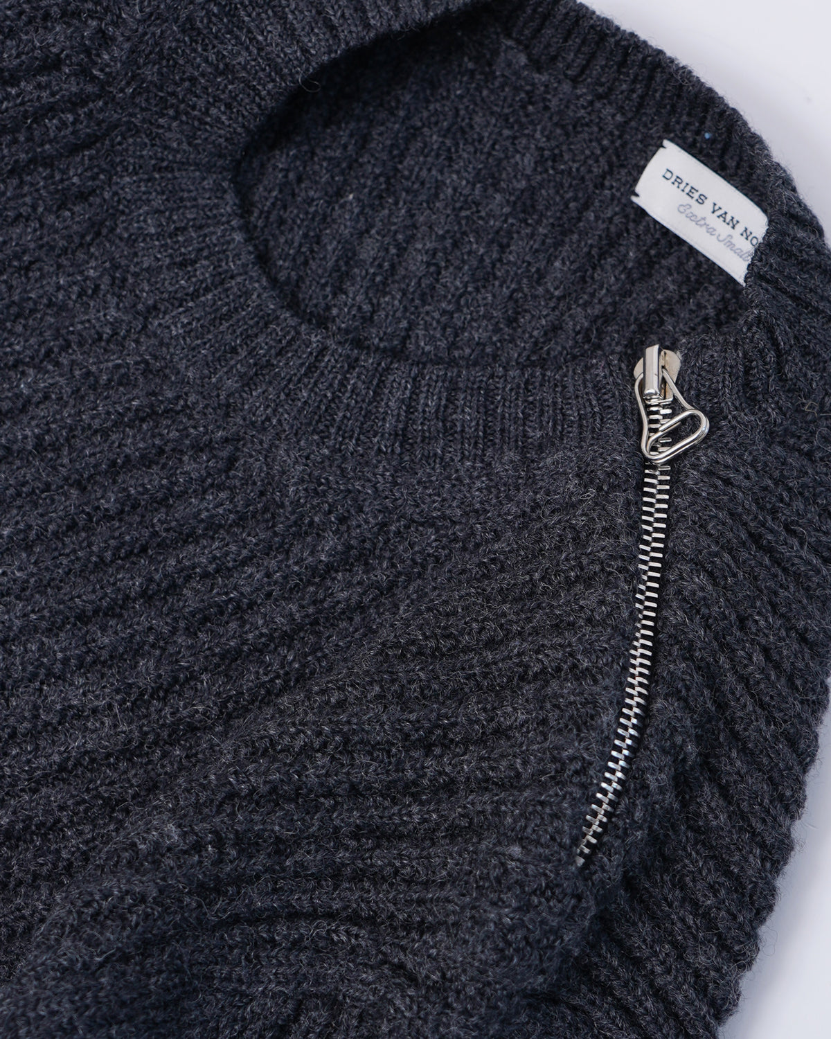 Zip Shoulder Rib Knitted Sweater