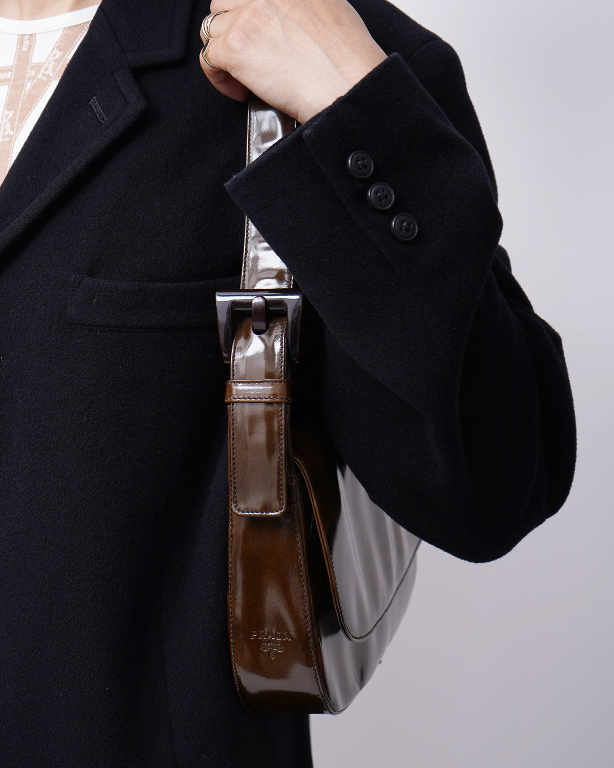 Patent Leather Giraffe Stamp Shoulder Bag