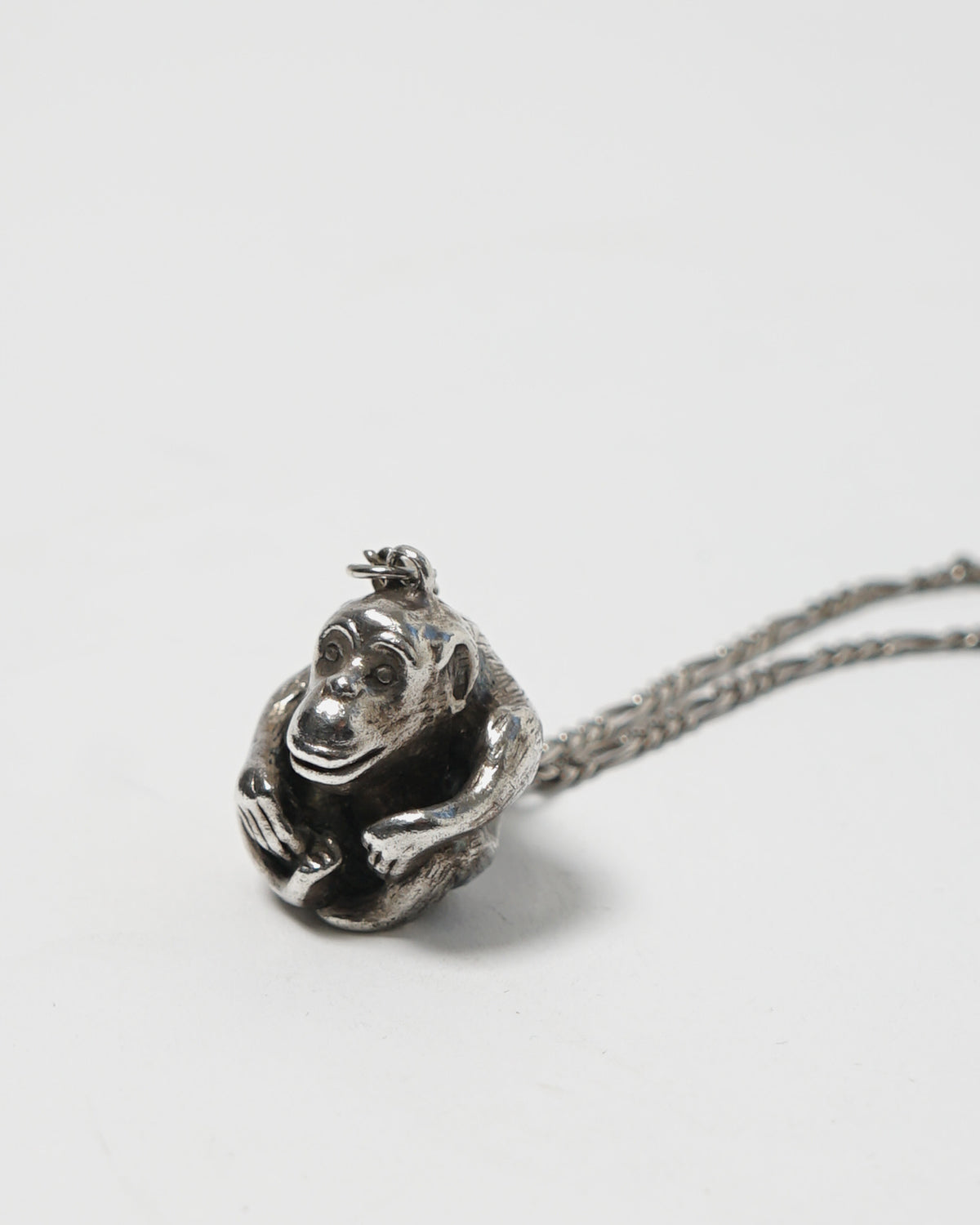 Silver Chain Necklace w/ Monkey Charm