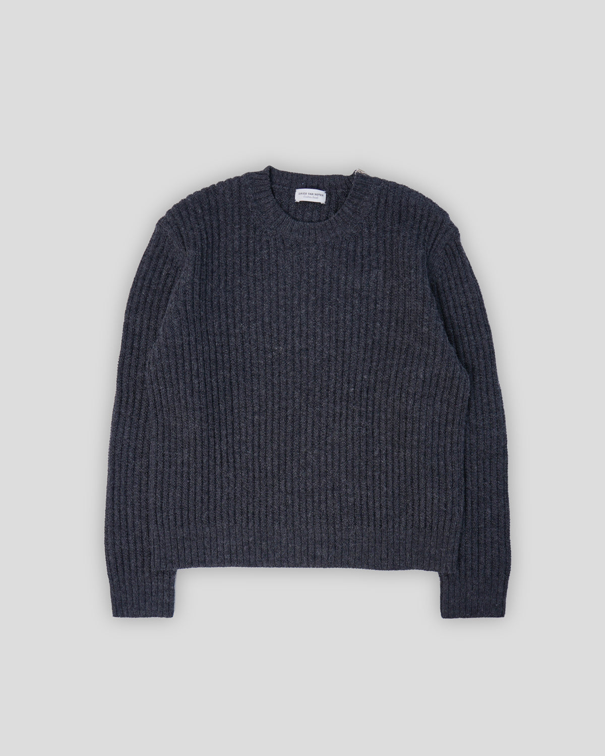 Zip Shoulder Rib Knitted Sweater
