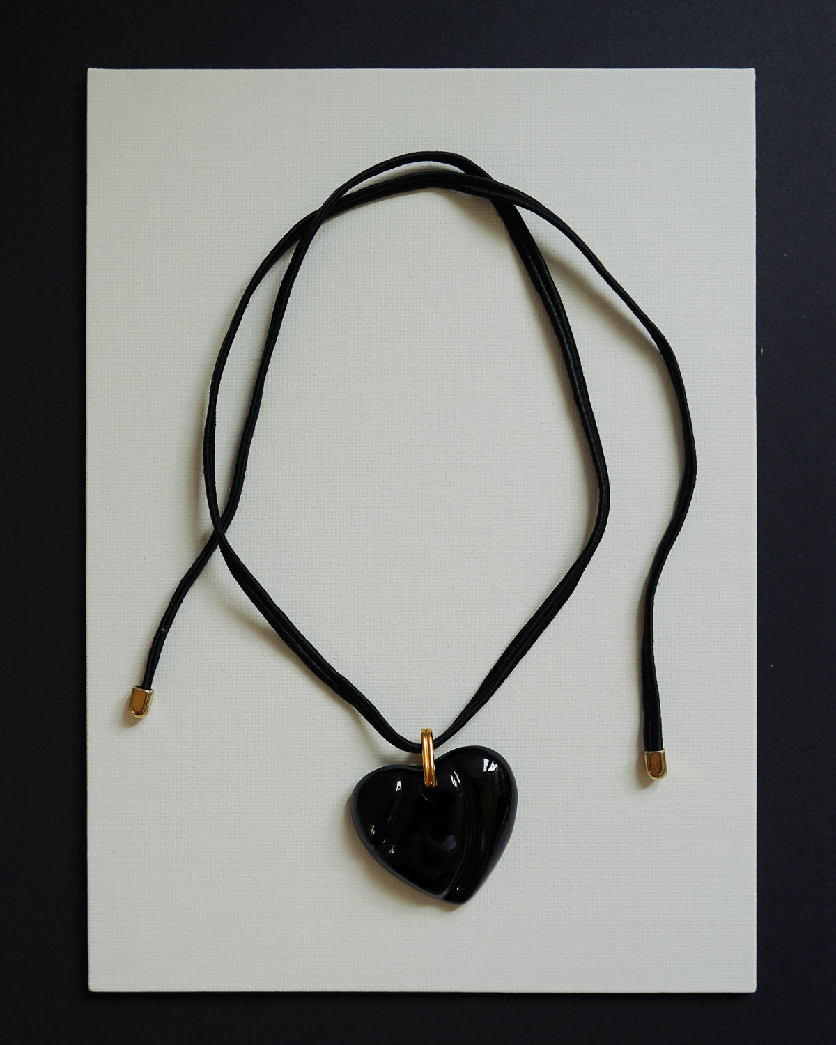 Chrystal Glass Black Heart Necklace