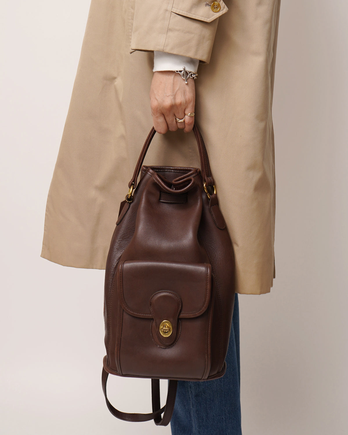 Brown Leather 2 Way Bag