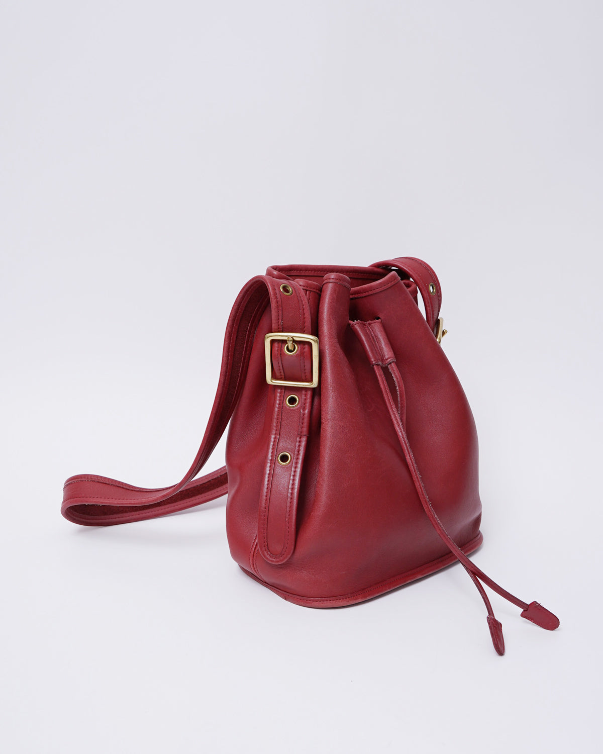 Red Leather Pouch Shoulder Bag