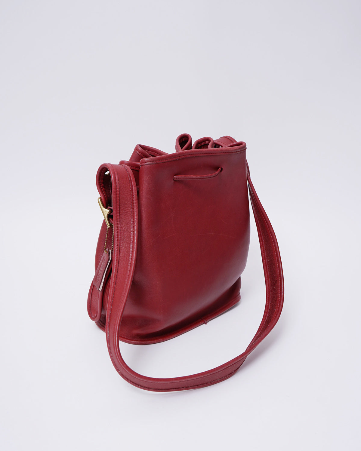 Red Leather Pouch Shoulder Bag