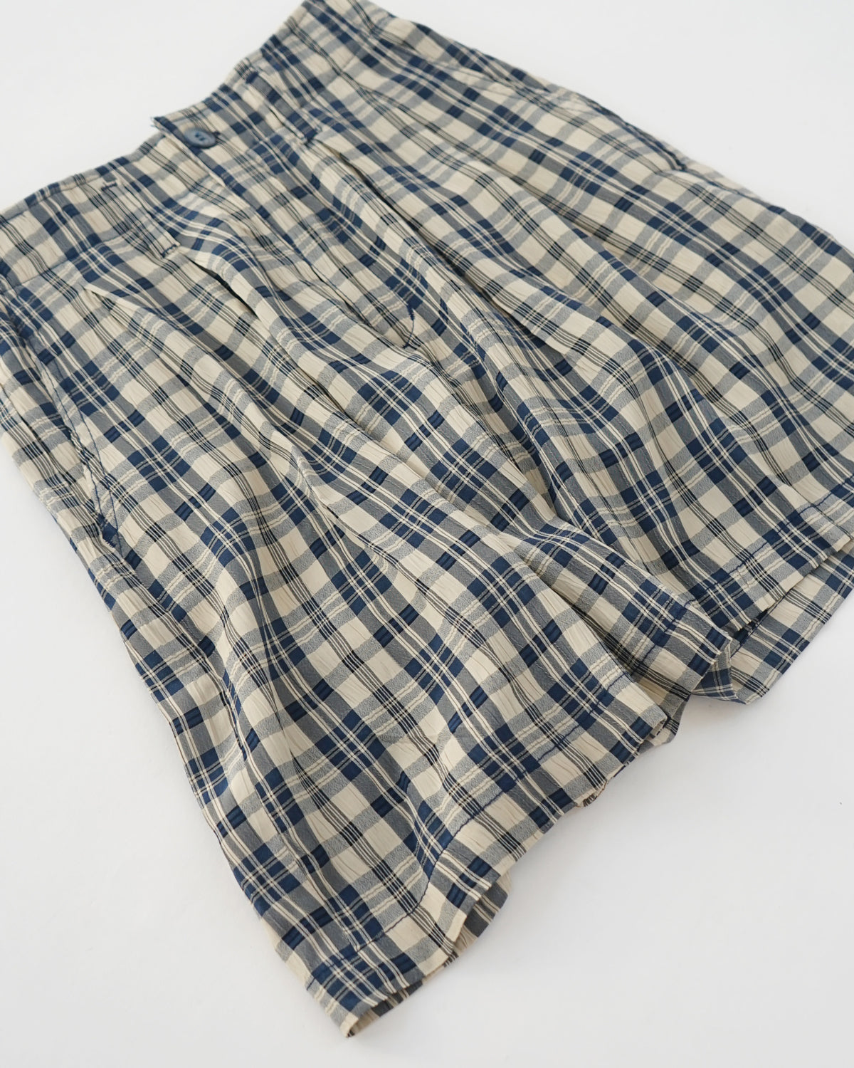 Rayon Plaid Shorts / Blue