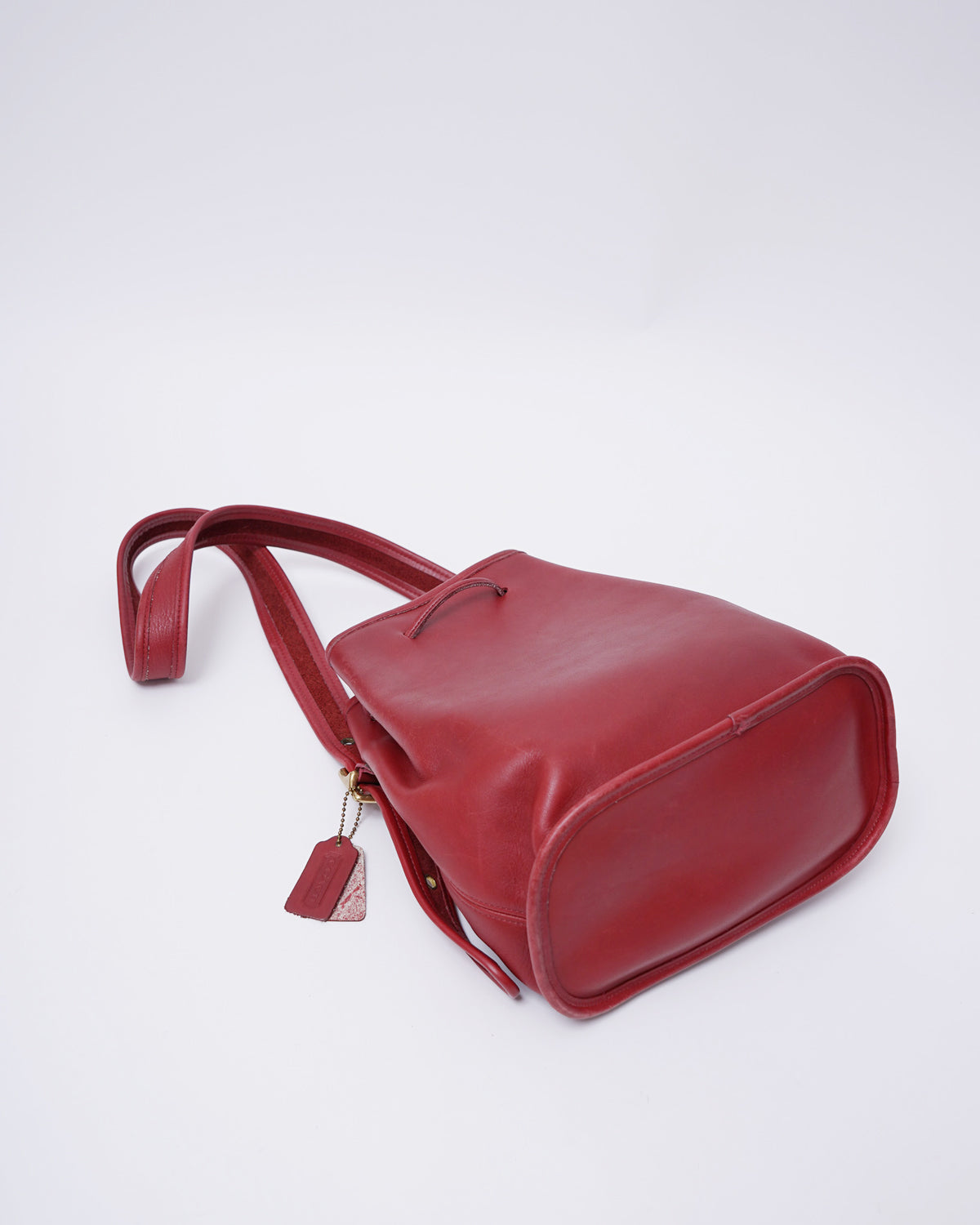 Red Leather Pouch Shoulder Bag