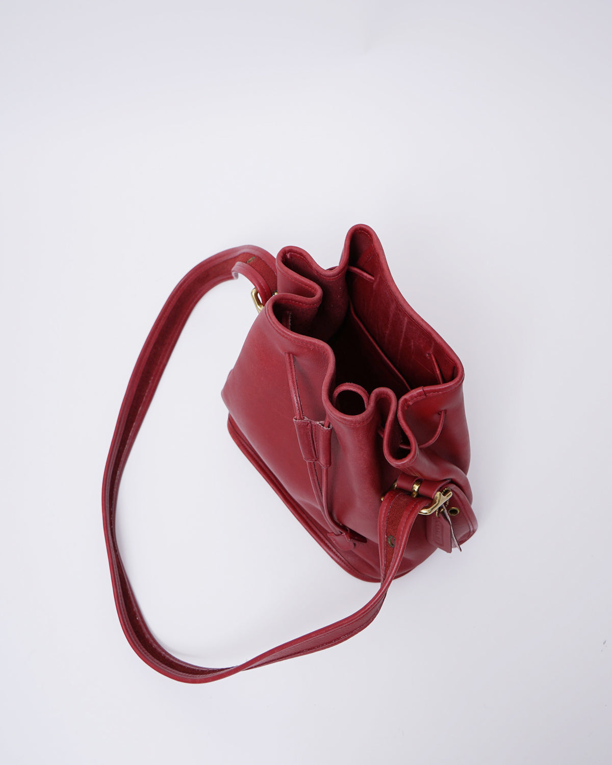Red Leather Pouch Shoulder Bag