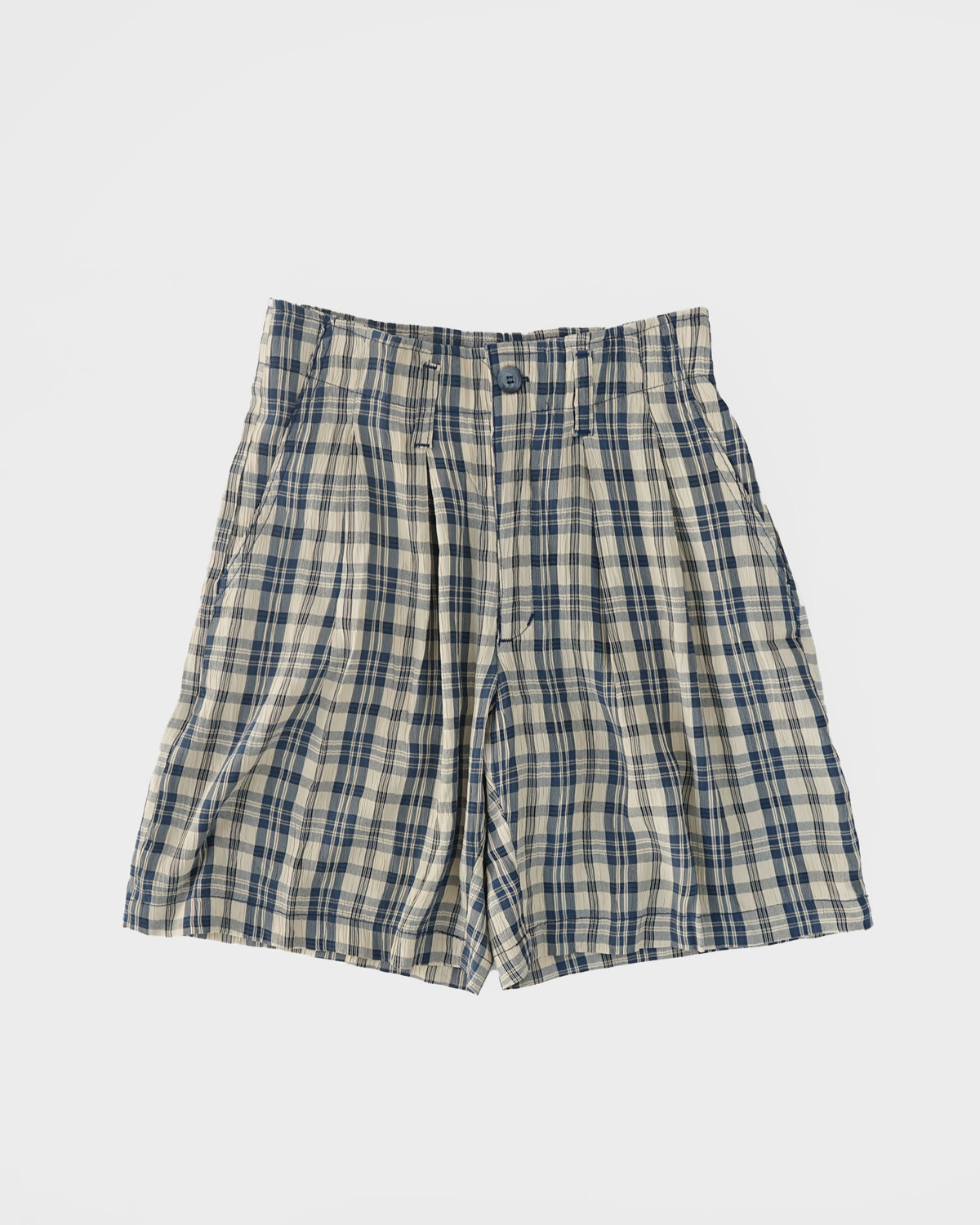 Rayon Plaid Shorts / Blue
