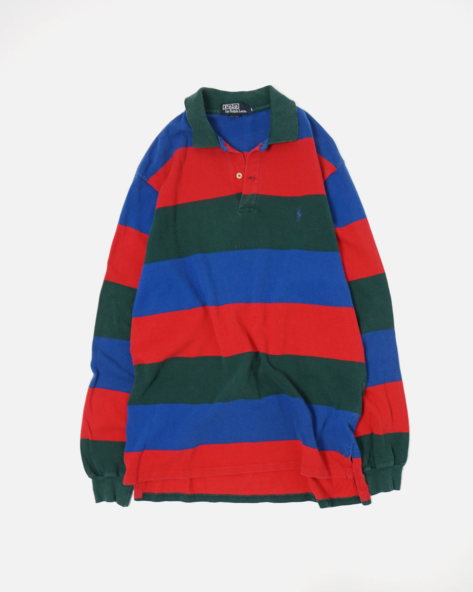 Pique Polo L/S / Muti Color Stripe – Front General Store