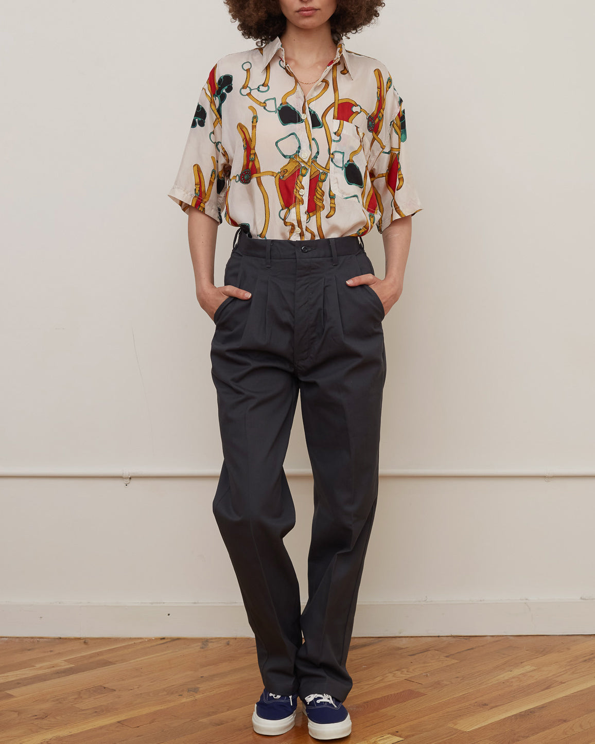 Silk Shirts Short Sleeve Patterned / M
