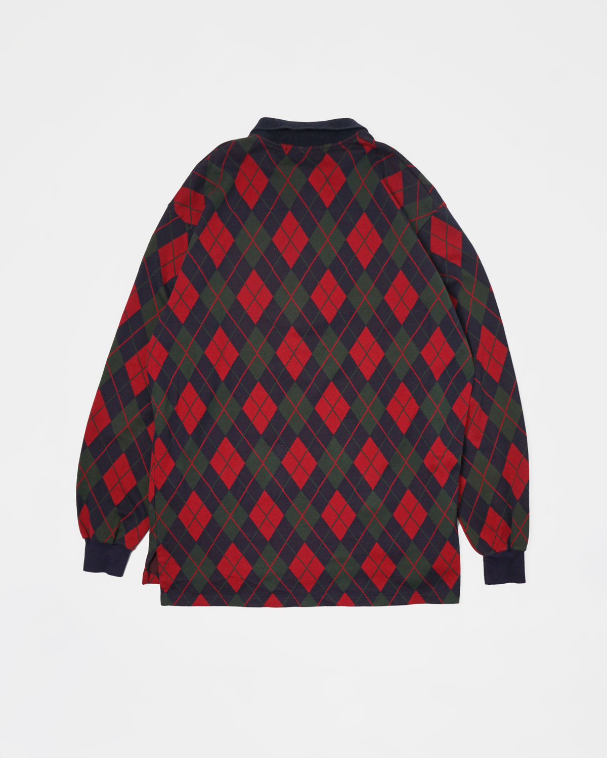 Knit Polo L/S / Navy Argyle