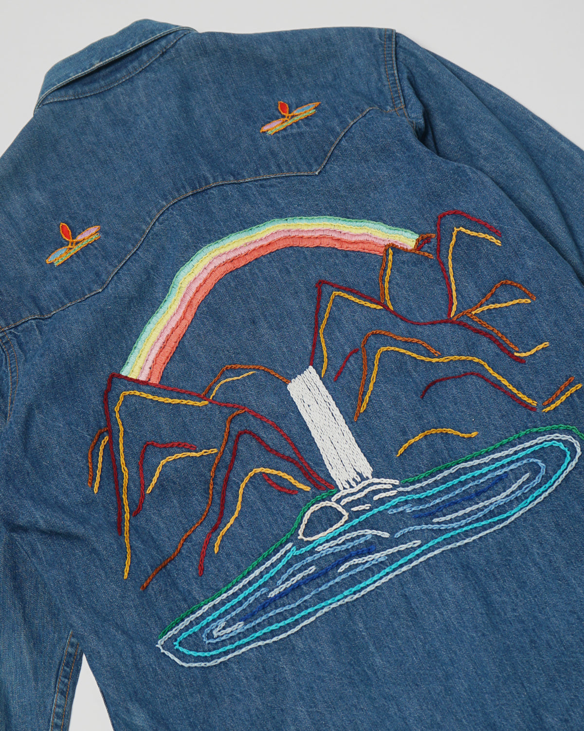 Polo Western Embroidered Denim Western Shirt