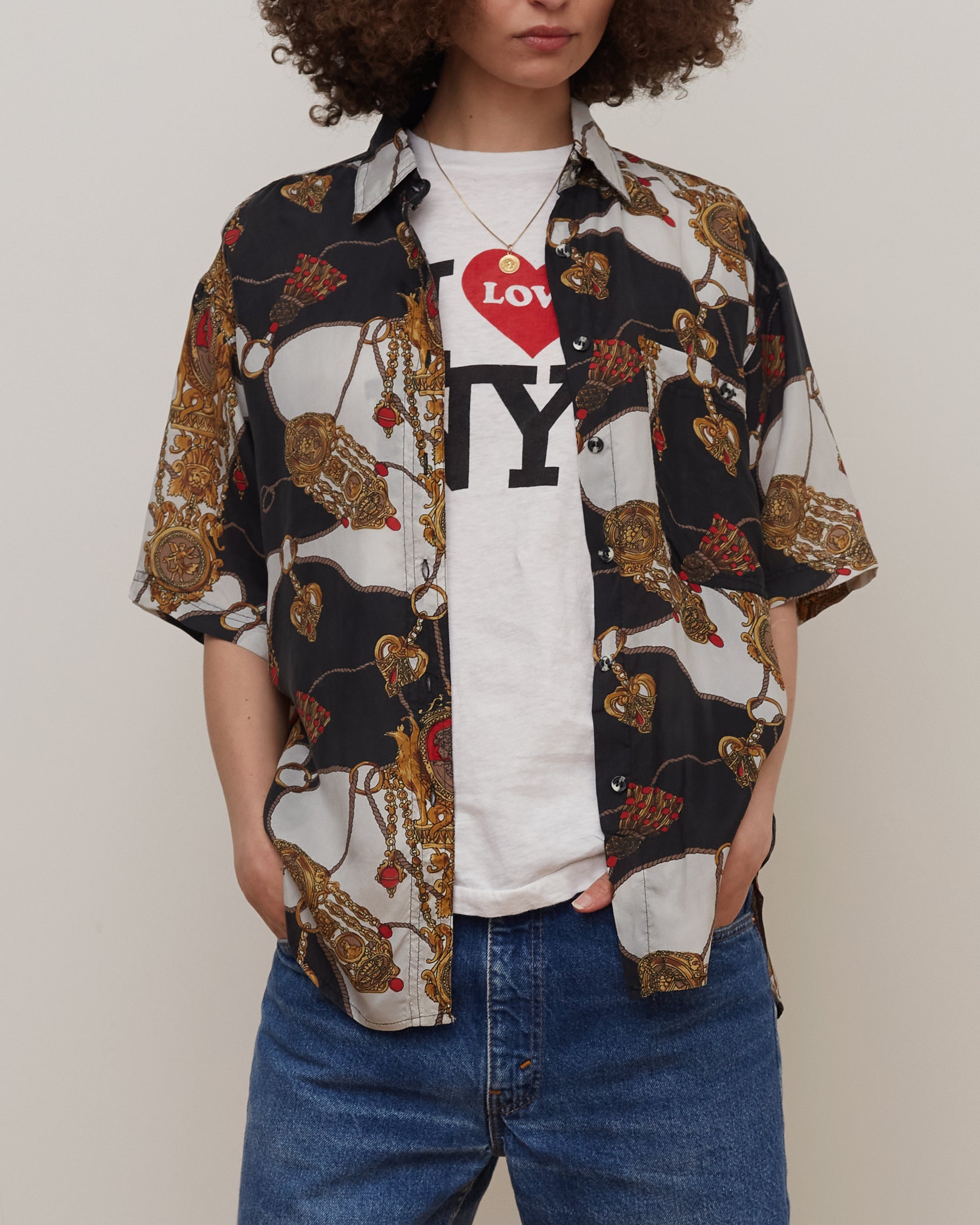 Silk shirts Short Sleeve Patterned / E