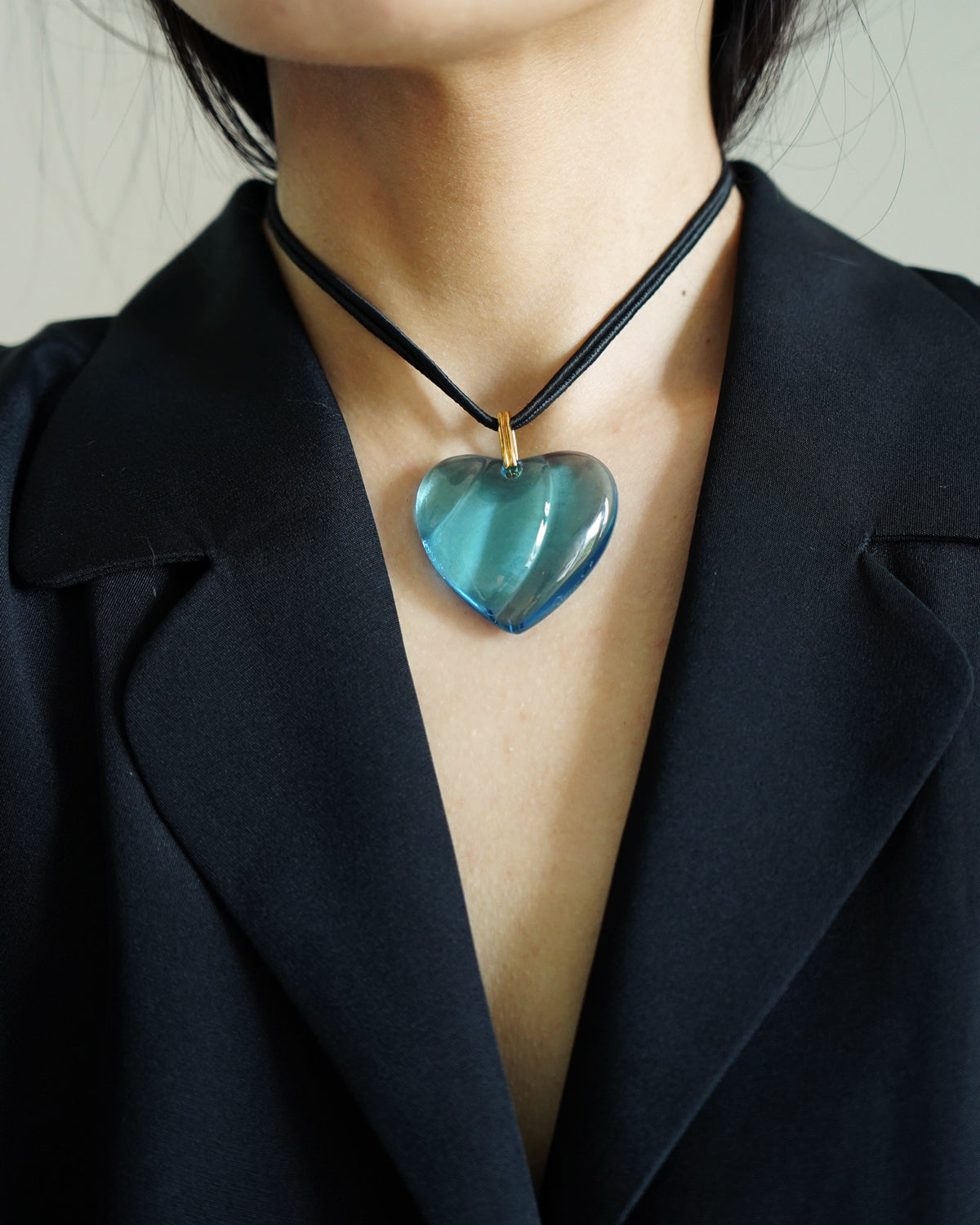 Chrystal Glass Blue Heart Necklace