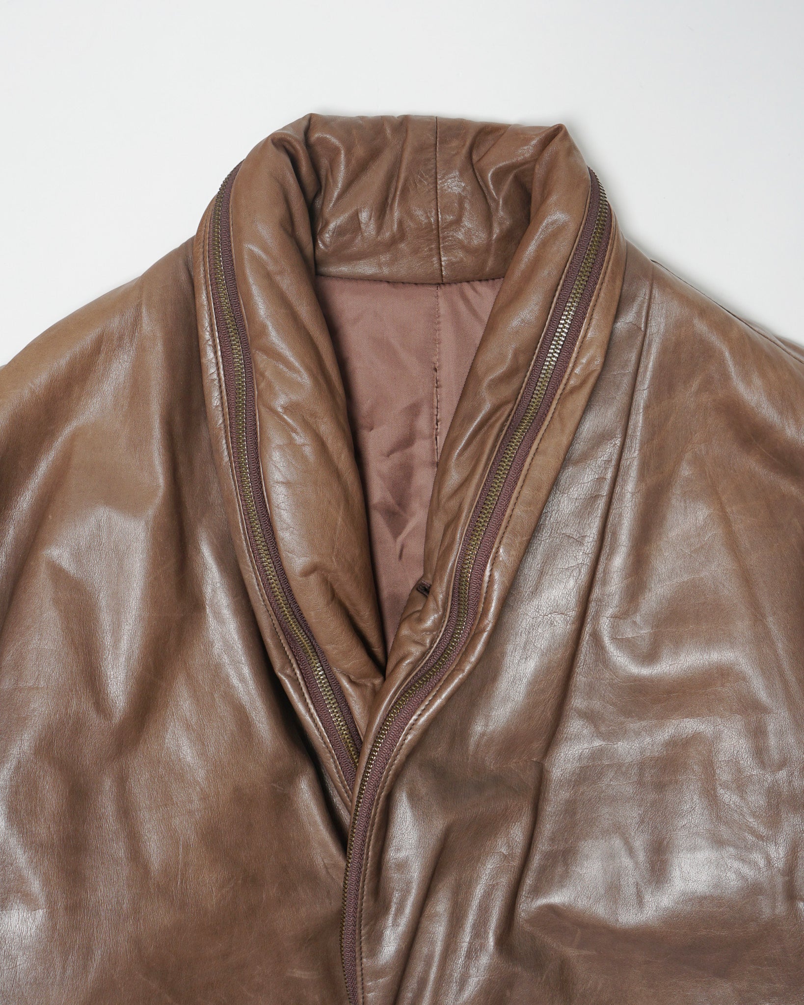 Shawl Collar Leather Jacket