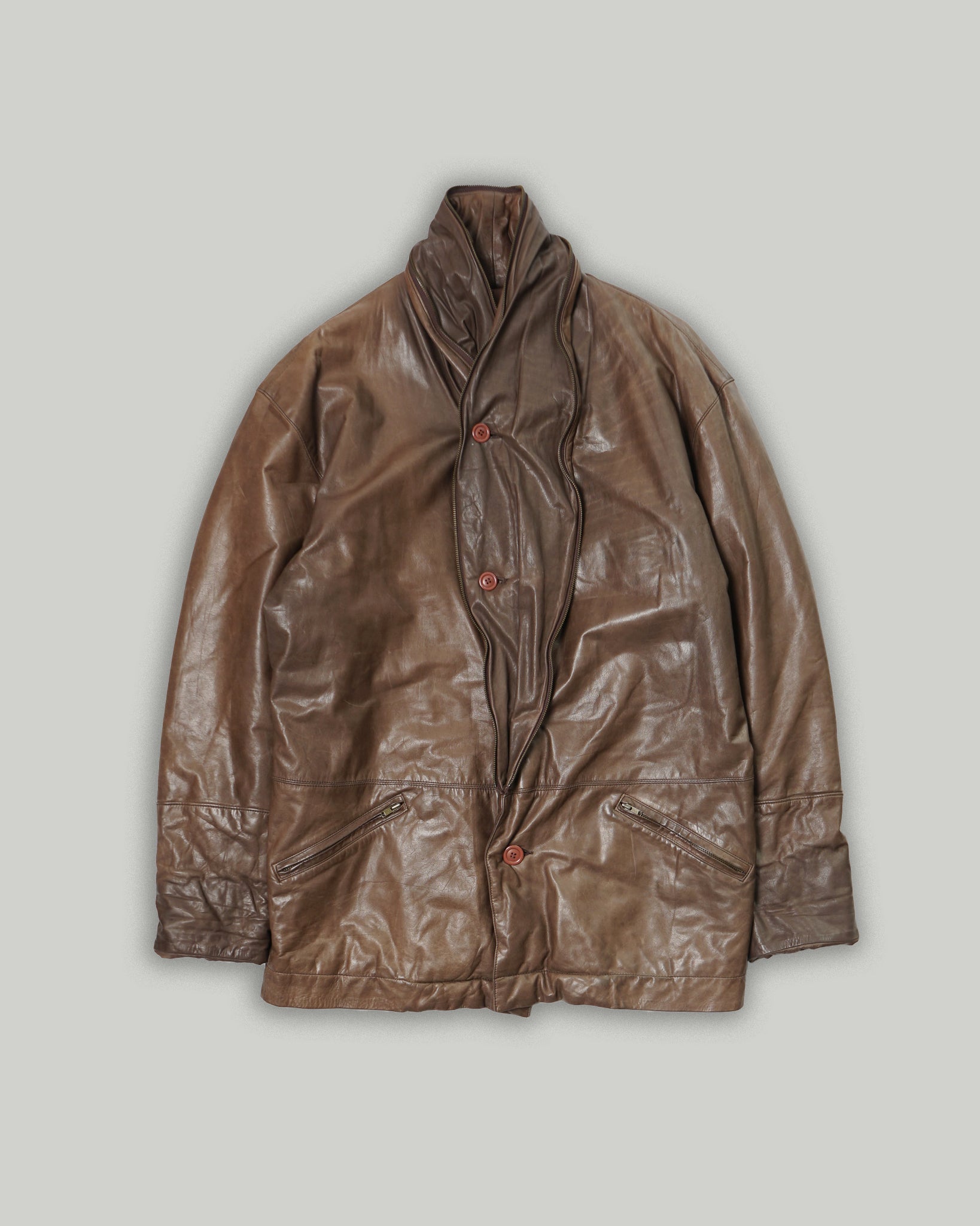 Shawl Collar Leather Jacket