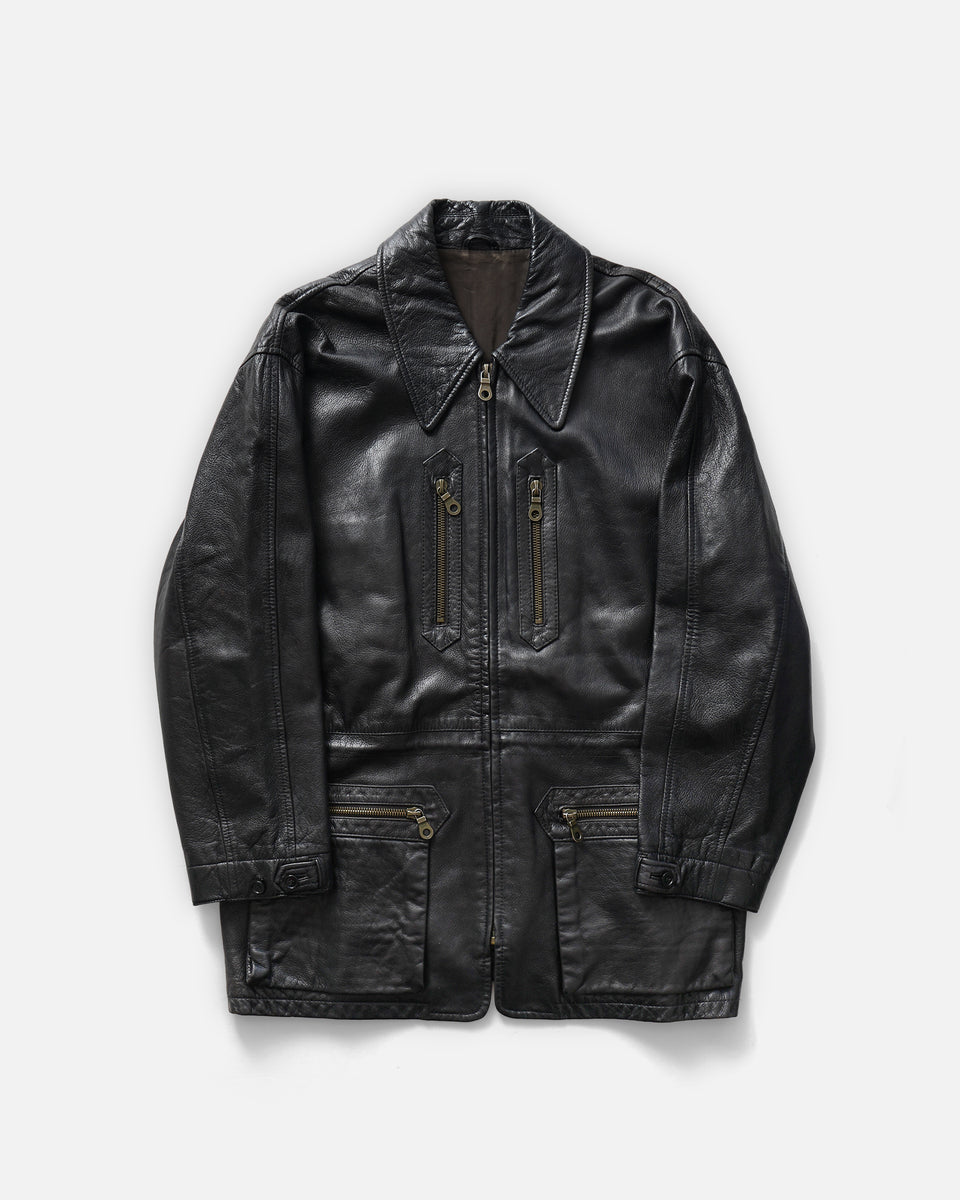 aonvintage leather half coat Leather Zip Up Half Coat – Front General Store