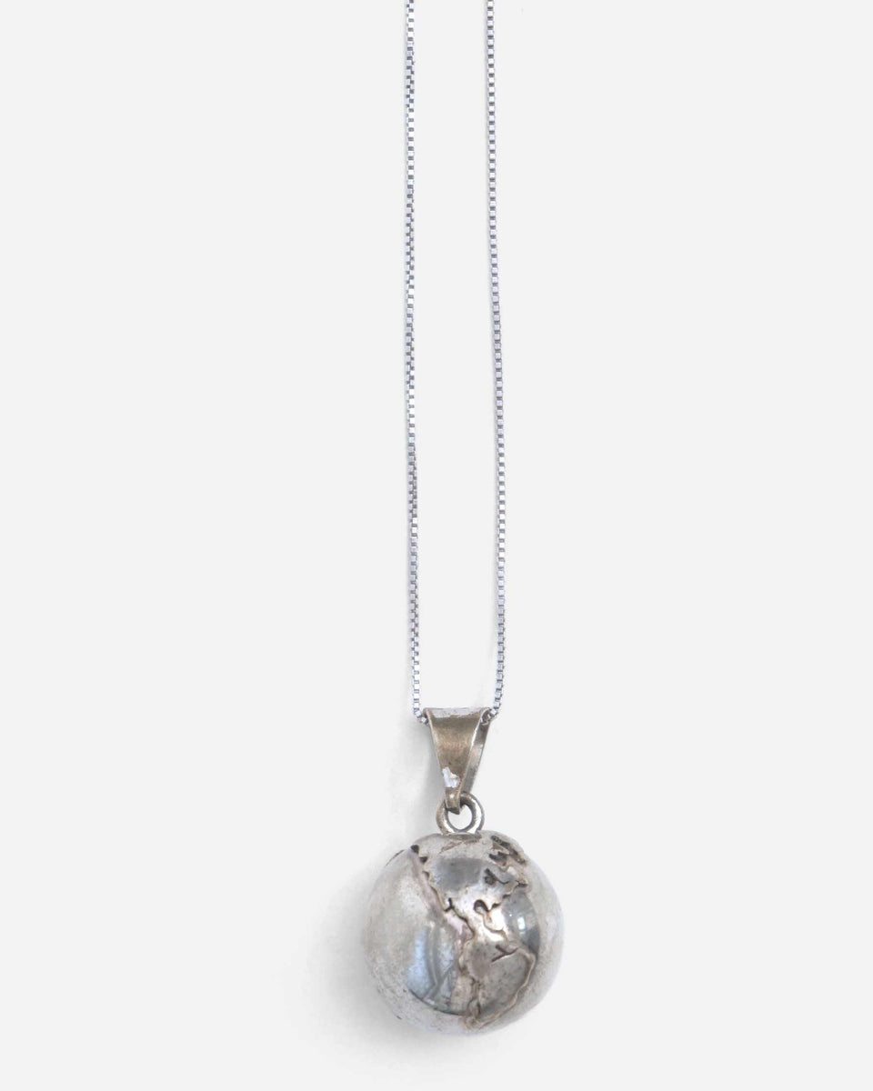 Silver Chain Necklace w/ Chime Globe Ball Charm – Front General Store