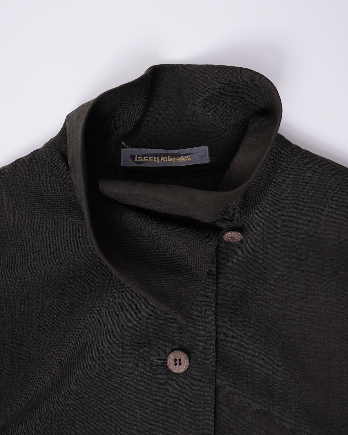 Stand Collar Wool Shirt Black