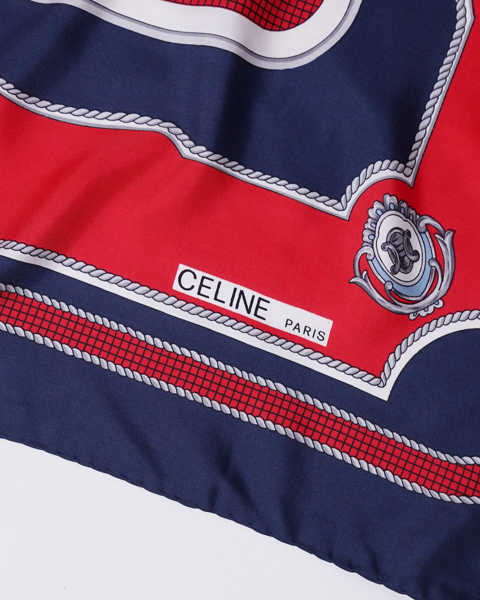 CELINEセリーヌ⭐︎シルクスカーフ⭐︎ネイビー/ホワイト/レッド Silk Scarf – Front General Store