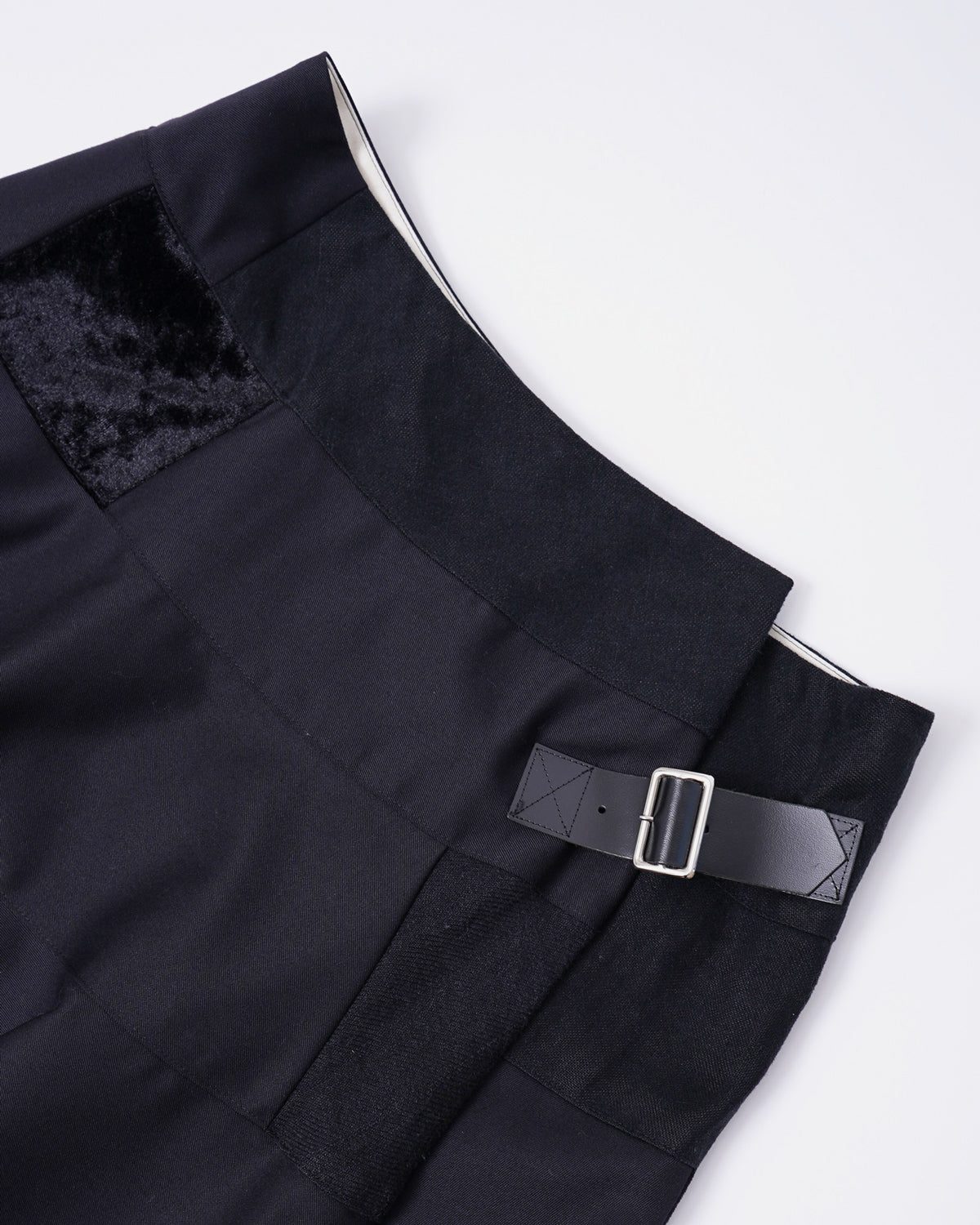 Side Belted Patched Skirt