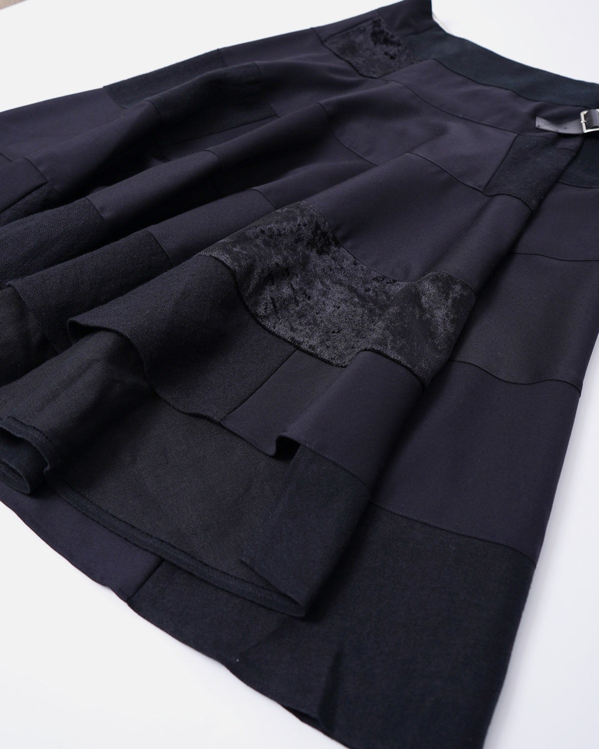 Side Belted Patched Skirt