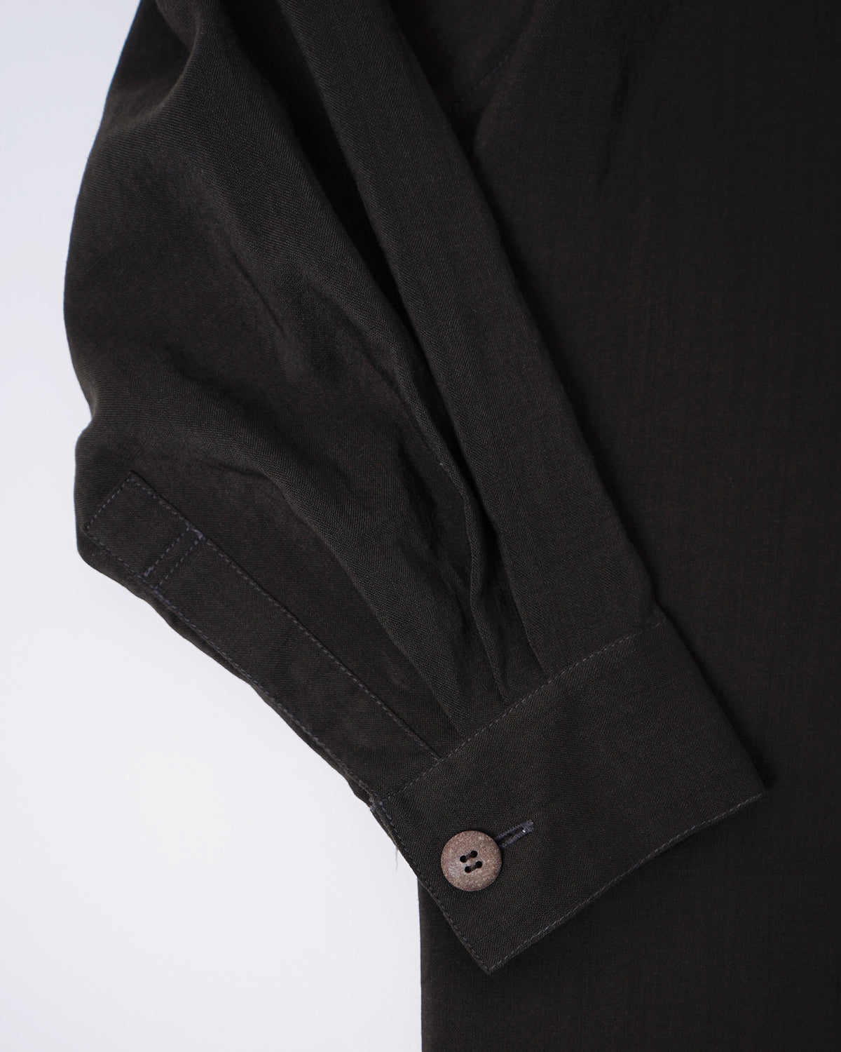 Stand Collar Wool Shirt Black