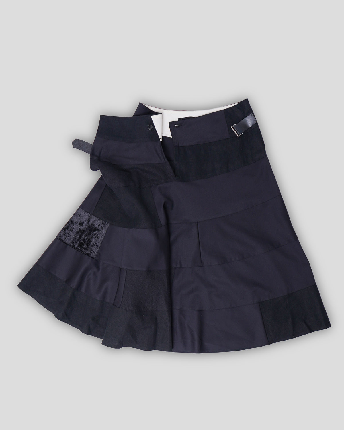 Side Belted Patched Skirt
