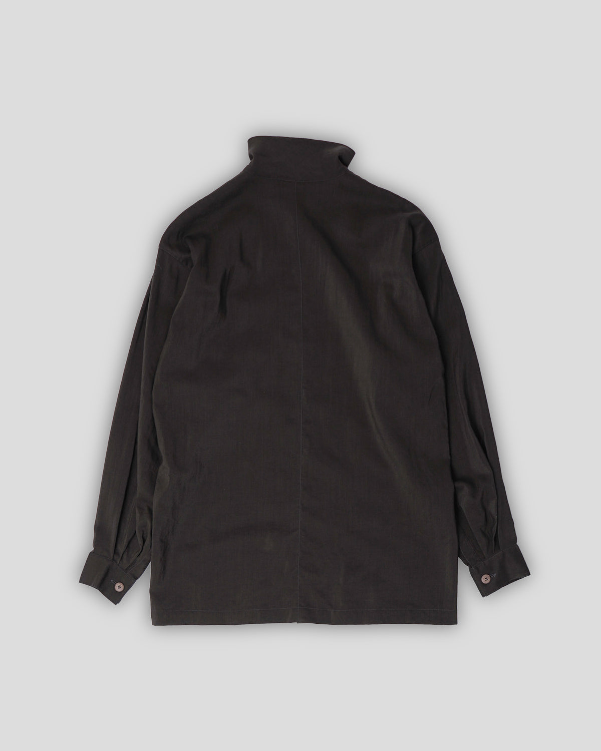 Stand Collar Wool Shirt Black