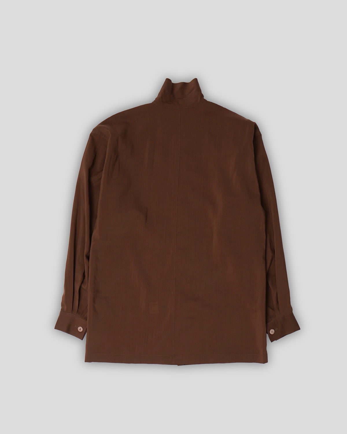 Stand Collar Wool Shirt Brown