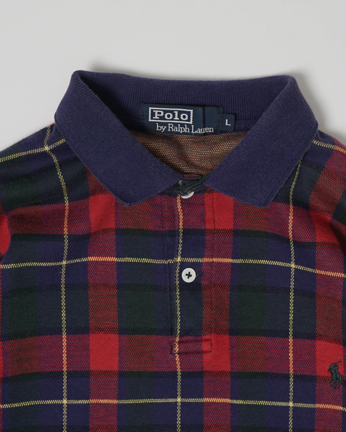 Knit Polo L/S / Navy Tartan