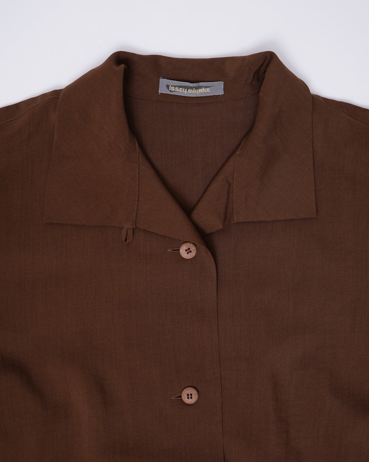 Stand Collar Wool Shirt Brown