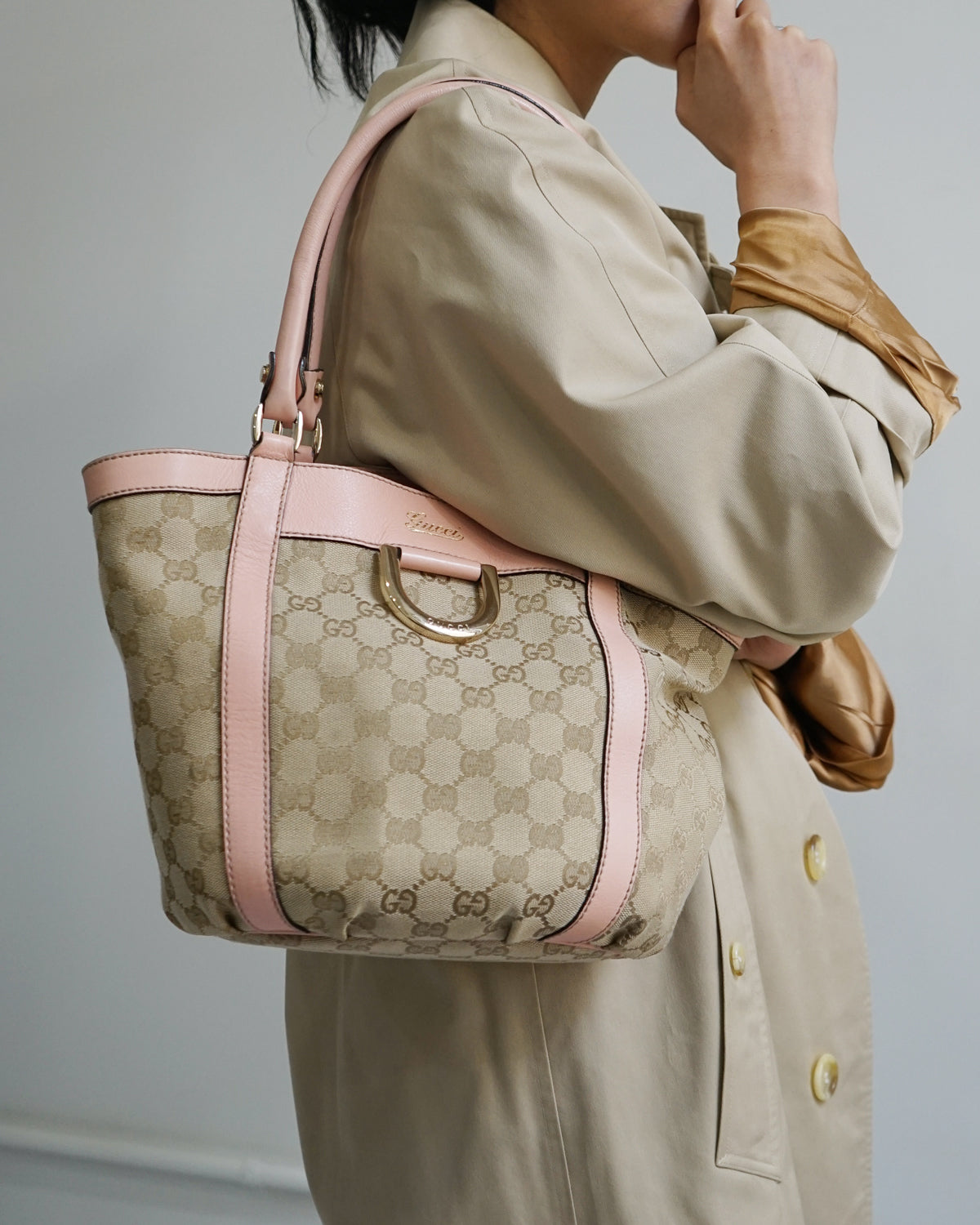 GG Canvas x Pink Leather Hand Bag
