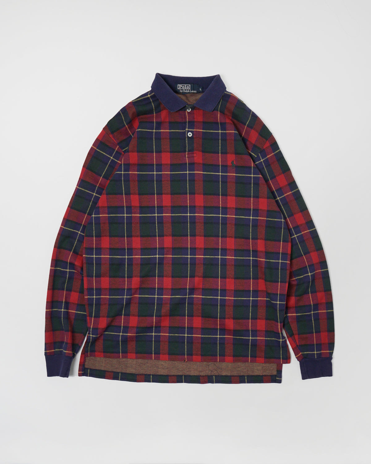 Knit Polo L/S / Navy Tartan