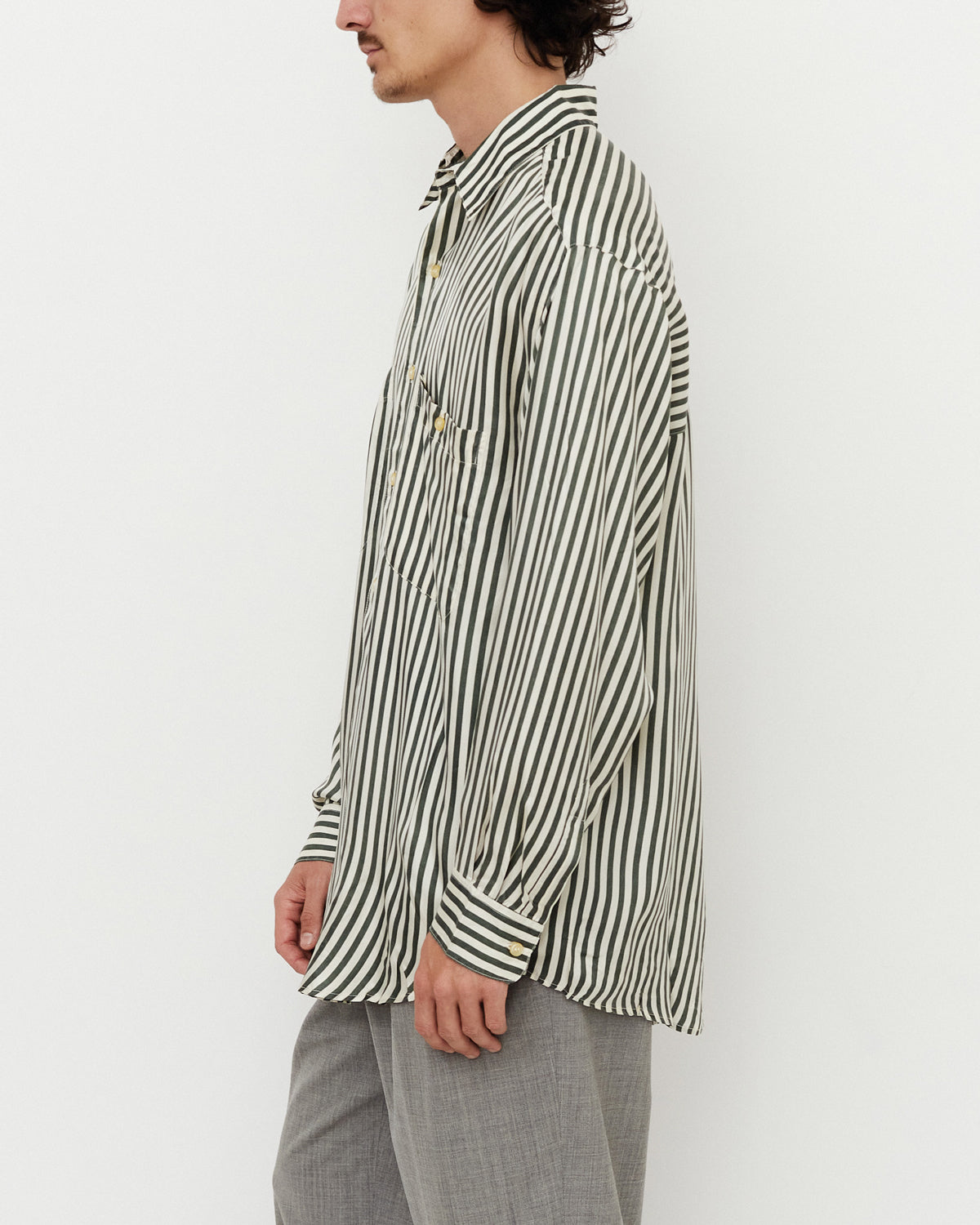 Stripe Silk Shirt / Green