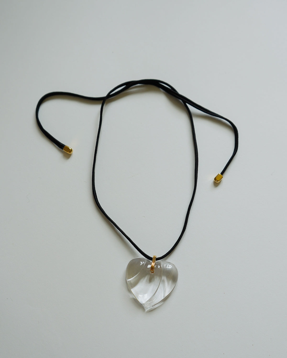 Chrystal Glass Clear Heart Necklace