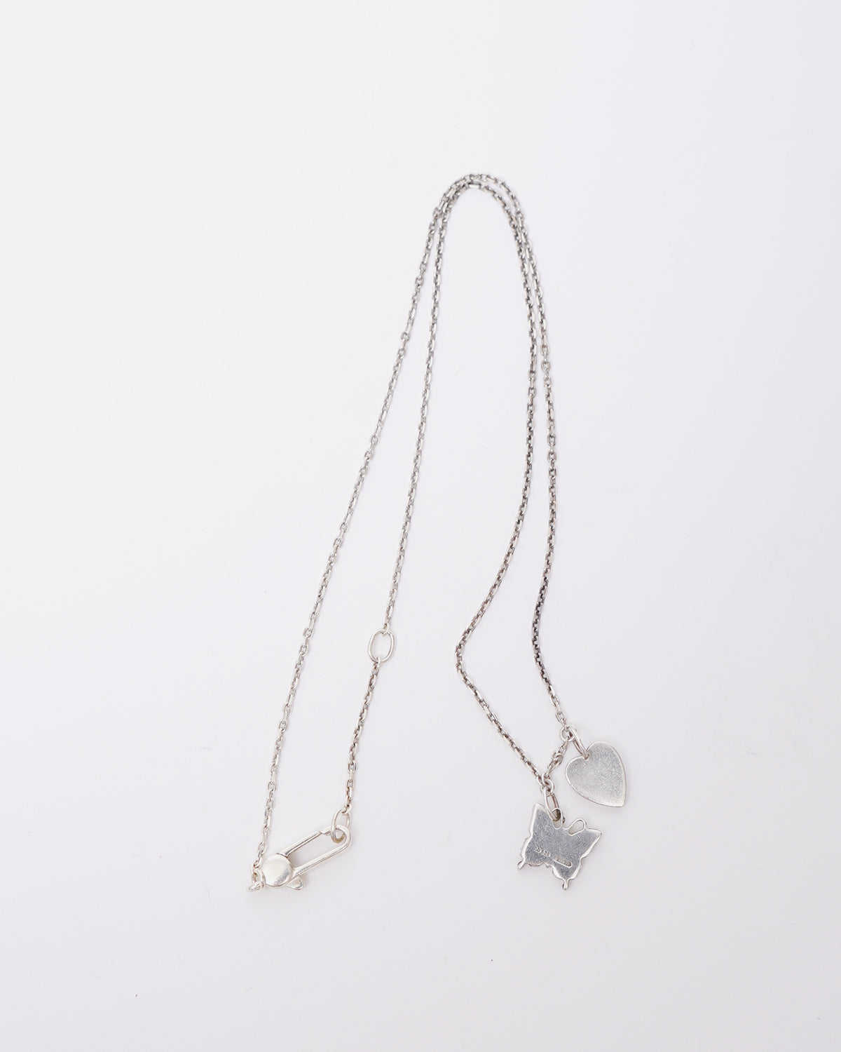 Silver Butterfly & Heart Necklace